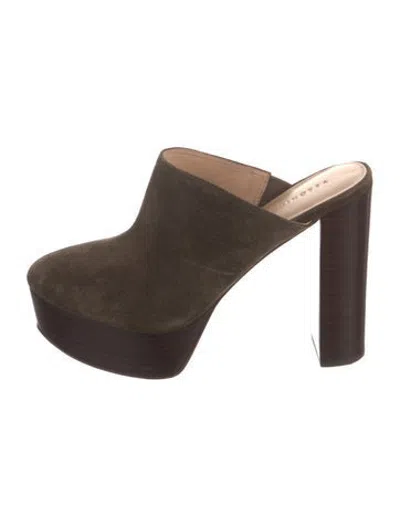 Pre-owned Veronica Beard Suede Mules In Green
