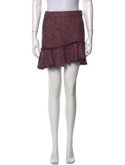 Pre-owned Veronica Beard Tweed Pattern Mini Skirt In Red