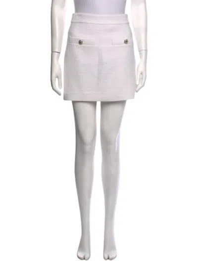 Pre-owned Veronica Beard Tweed Pattern Mini Skirt In White