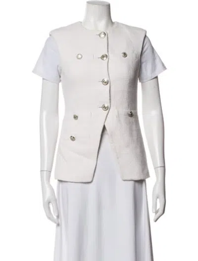 Pre-owned Veronica Beard Tweed Pattern Vest In Neutrals/white