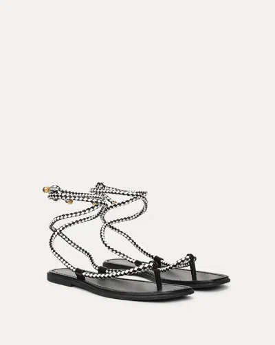 Veronica Beard Women's Carmina Cord Wrap Sandals In Black Coconut