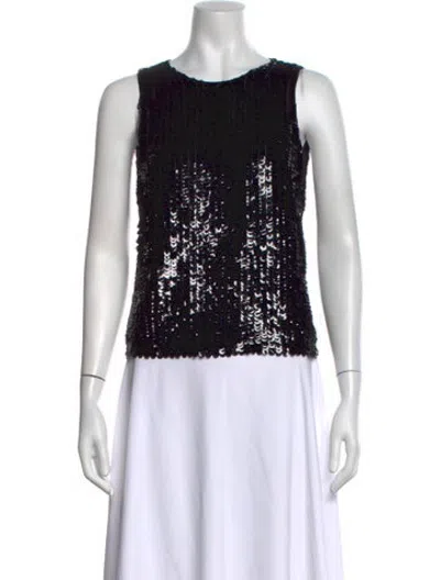 Pre-owned Veronica De Piante Graphic Print Crew Neck Top W/ Tags In Black