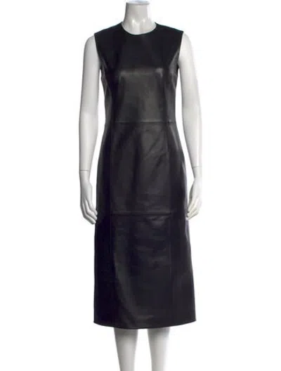 Pre-owned Veronica De Piante Leather Midi Length Dress In Black