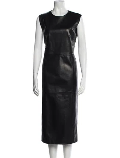 Pre-owned Veronica De Piante Leather Midi Length Dress W/ Tags In Black