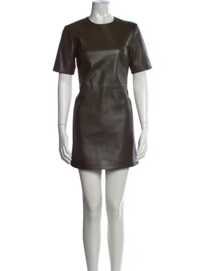 Pre-owned Veronica De Piante Leather Mini Dress In Brown