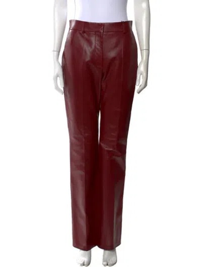 Pre-owned Veronica De Piante Leather Straight Leg Pants In Red