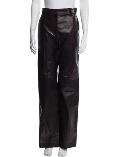 Pre-owned Veronica De Piante Leather Wide Leg Pants W/ Tags In Burgundy