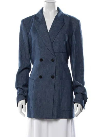 Pre-owned Veronica De Piante Linen Coat In Blue