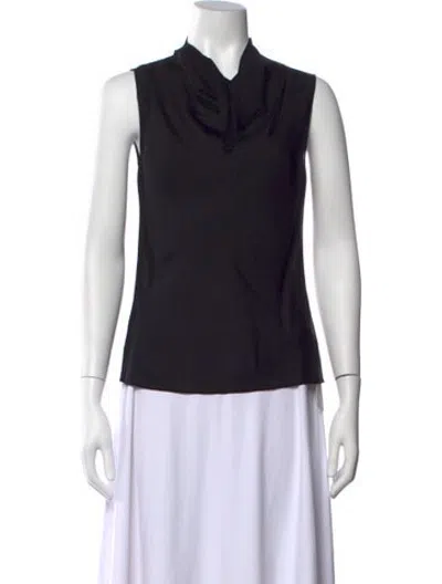 Pre-owned Veronica De Piante Silk Cowl Neck Top In Black