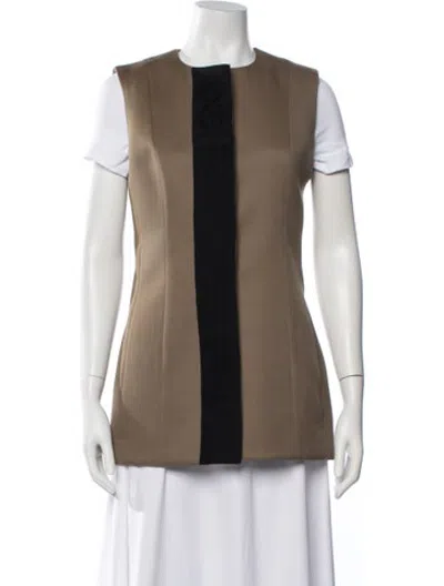 Pre-owned Veronica De Piante Virgin Wool Colorblock Pattern Vest W/ Tags In Neutrals