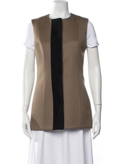 Pre-owned Veronica De Piante Virgin Wool Colorblock Pattern Vest W/ Tags In Neutrals