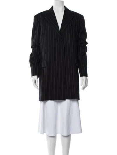 Pre-owned Veronica De Piante Virgin Wool Striped Blazer W/ Tags In Black
