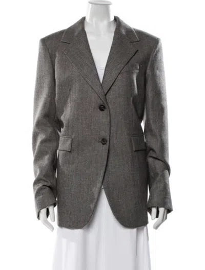 Pre-owned Veronica De Piante Virgin Wool Tweed Pattern Blazer In Grey