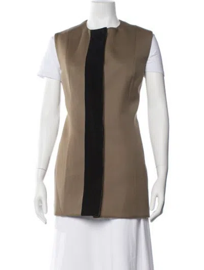Pre-owned Veronica De Piante Virgin Wool Vest W/ Tags In Brown