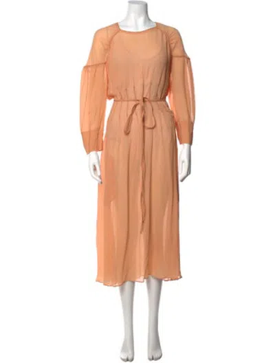 Pre-owned Veronique Leroy Silk Midi Length Dress In Orange