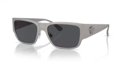 Pre-owned Versace 0ve2262 126287 Gunmetal/dark Grey Square Men's Sunglasses In Gray
