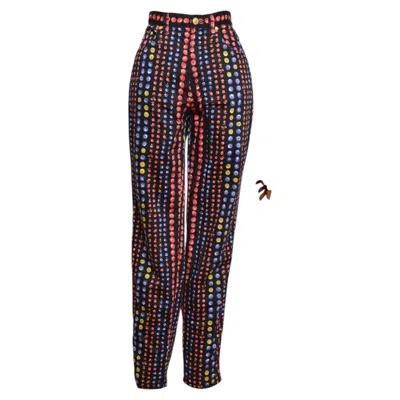 Pre-owned Versace 1990�s Gianni  Tutti Fruity Berry Print High Waisted Jeans Pants W30 In Black