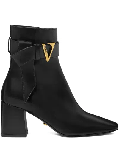 Versace 70mm Leather Boots In Black