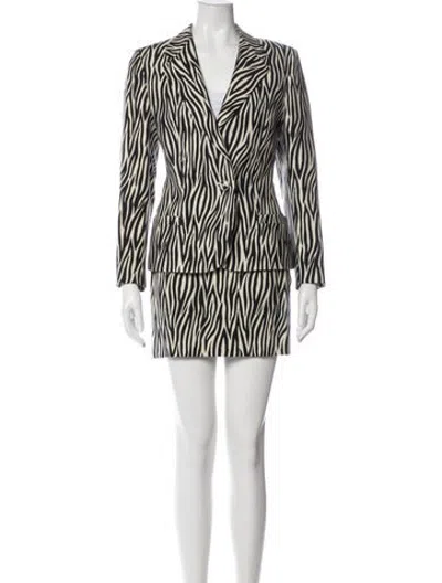 Pre-owned Versace Animal Print Skirt Suit In Black/white
