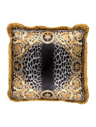 Pre-owned Versace Baroque Animalier Throw Pillow In Multicolor