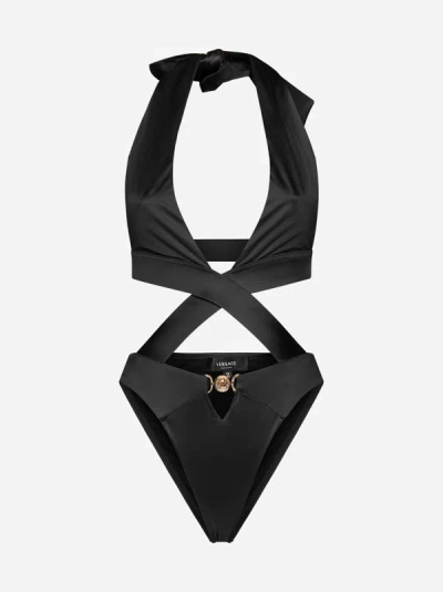 Versace Belize Medusa-buckle Swimsuit In Black
