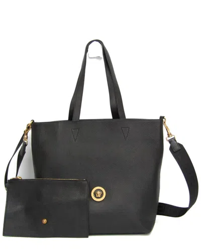 Pre-owned Versace Black Leather Medusa Tote (authentic Pre-loved)
