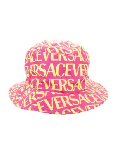 Pre-owned Versace Branded Bucket Hat In Pink