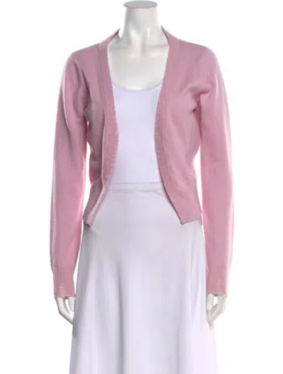 Pre-owned Versace Cashmere V-neck Sweater In Pink