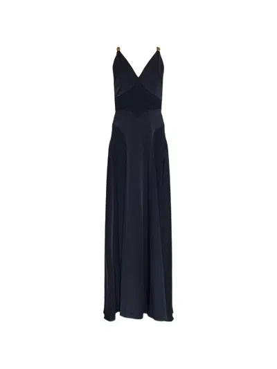 Versace Envers-satin Gown In Blue