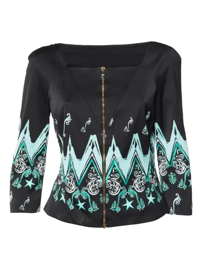 Pre-owned Versace Geometric-print Jacket In Black