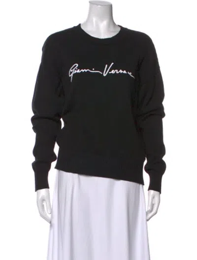 Pre-owned Versace Graphic Print Crew Neck Sweater In Black