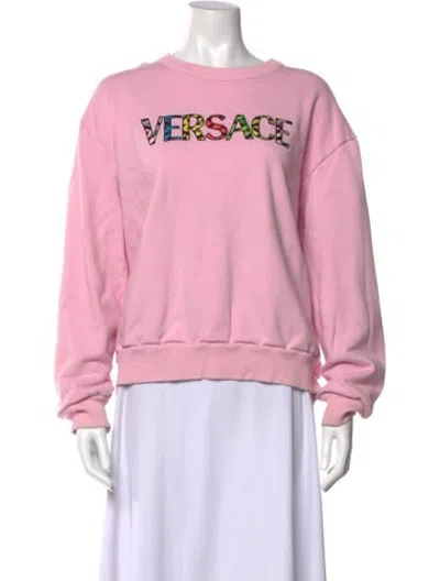 Pre-owned Versace Graphic Print Crew Neck Sweatshirt In Pink