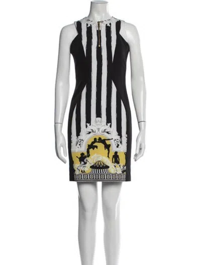 Pre-owned Versace Graphic Print Mini Dress In Black