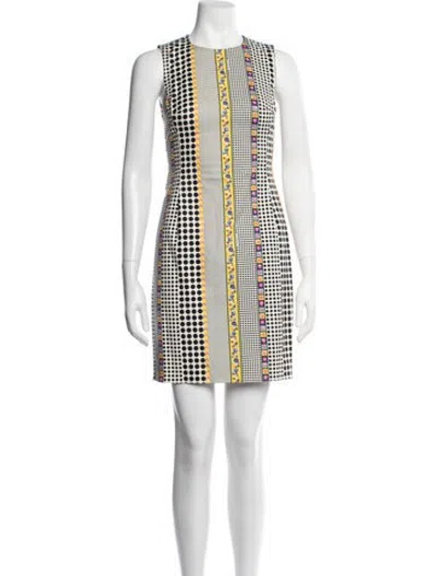 Pre-owned Versace Graphic Print Mini Dress In White