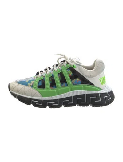 Pre-owned Versace Graphic Print Sneakers In Green