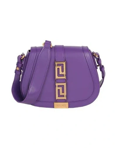Versace Greca Goddess Small Shoulder Bag Woman Cross-body Bag Purple Size - Calfskin