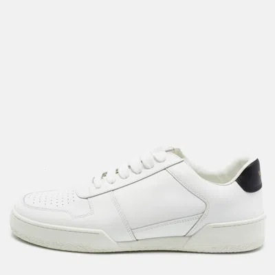 Pre-owned Versace Greca Size 41 White Leather Lace Up Sneakers