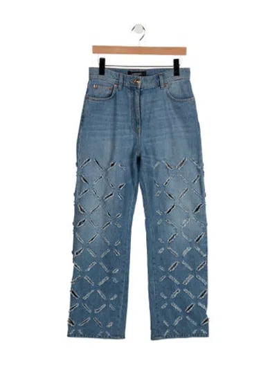 Pre-owned Versace High-rise Straight Leg Jeans In Blue