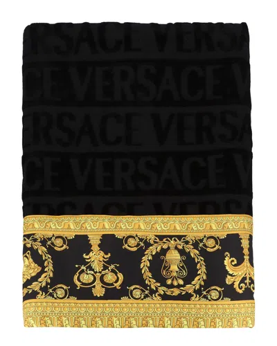 Versace Home Barocco Beach Towel In Black
