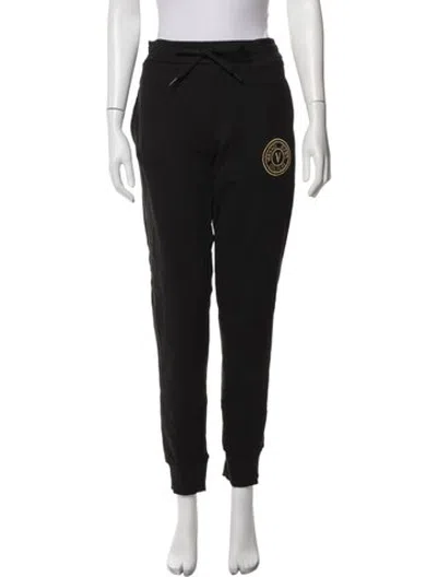 Pre-owned Versace Jeans Couture Graphic Print Embroidered Accent Sweatpants In Black