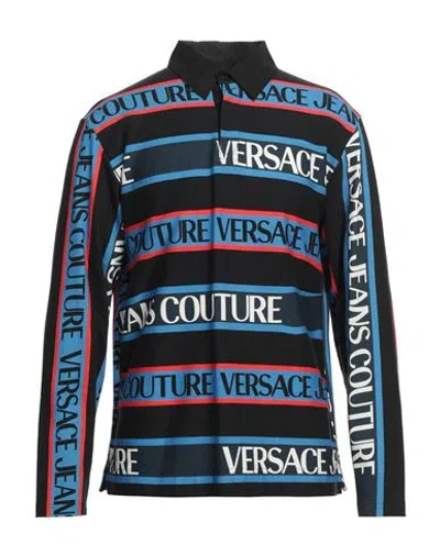 Versace Jeans Couture Man Polo Shirt Black Size M Cotton, Elastane