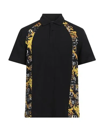 Versace Jeans Couture Man Polo Shirt Black Size S Cotton, Polyester, Polyamide, Elastane