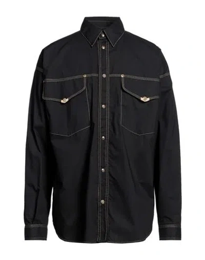 Versace Jeans Couture Man Shirt Black Size 38 Cotton