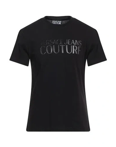 Versace Jeans Couture Man T-shirt Black Size M Cotton In Black