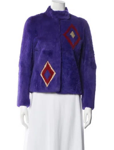 Pre-owned Versace Jeans Couture Vintage 2001 Fur Jacket In Purple/red