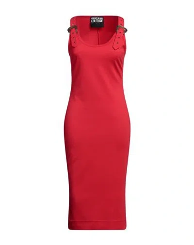 Versace Jeans Couture Woman Midi Dress Red Size 8 Viscose, Polyamide, Elastane