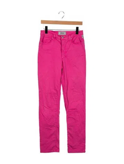 Pre-owned Versace Jeans Mid-rise Straight Leg Jeans In Pink
