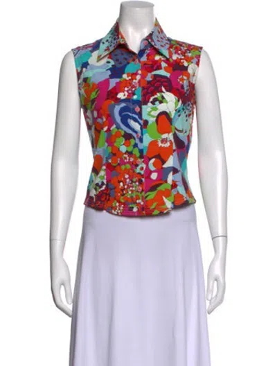 Pre-owned Versace Jeans Vintage 2000's Button-up Top In Multicolor