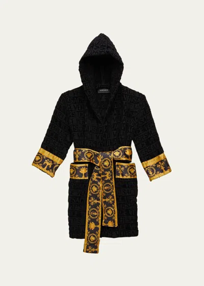 Versace Kid's Bath Robe In Black