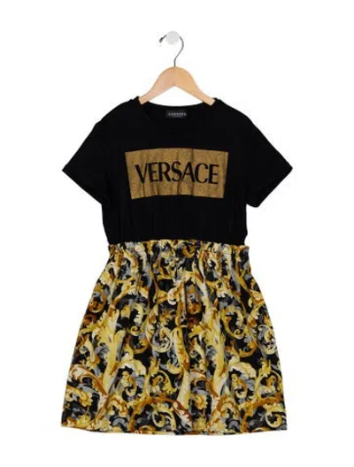 Pre-owned Versace Kids Dress In Black/gold